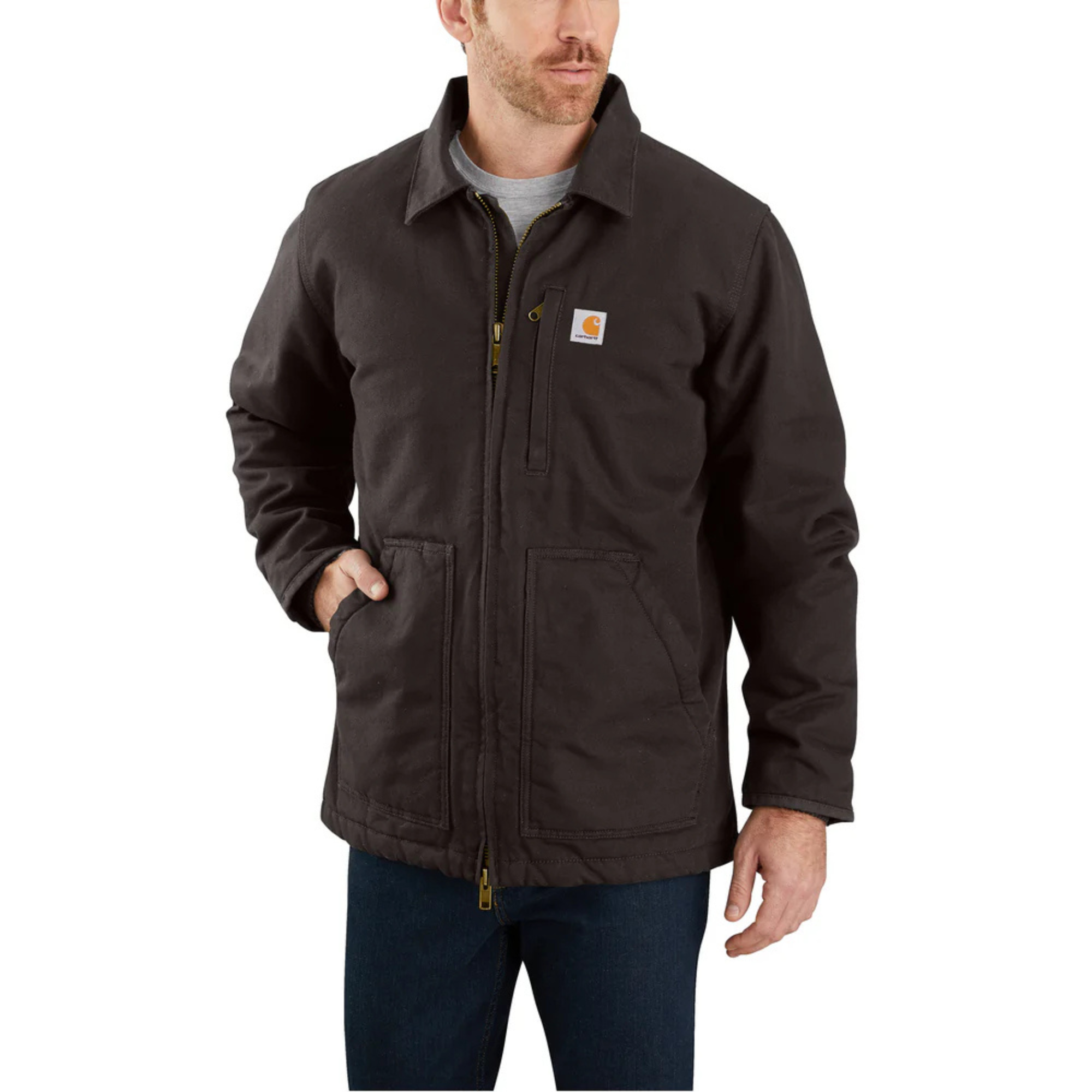 Carhartt Loose Fit Washed Duck Sherpa-Lined Coat - Black from GME Supply